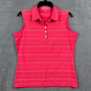 Nike Golf Dri-FIT Pink Striped Sleeveless Polo‎ Shirt Women's Medium